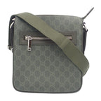 Gucci Small Messenger Bag GG Supreme Canvas Khaki Silver