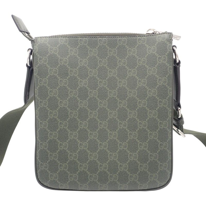 Gucci Small Messenger Bag GG Supreme Canvas Khaki Silver — view 3