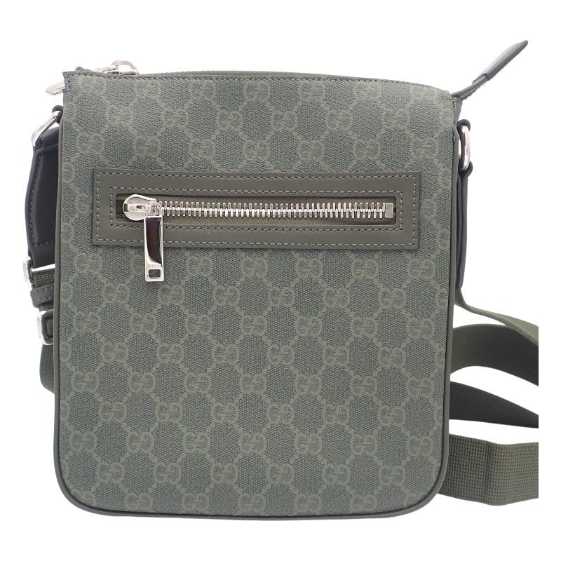 Gucci Small Messenger Bag GG Supreme Canvas Khaki Silver — view 2