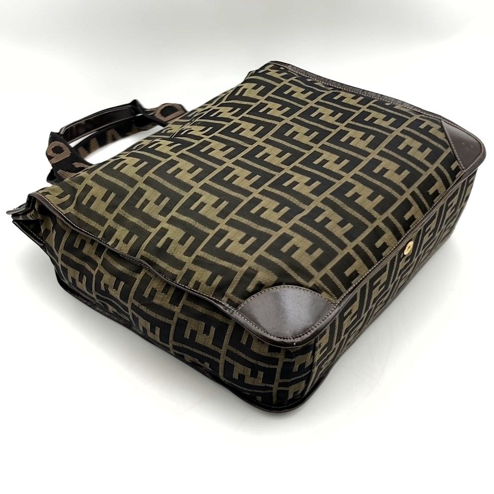 Fendi Zucca Tote Bag Canvas Leather Brown Vintage — view 3
