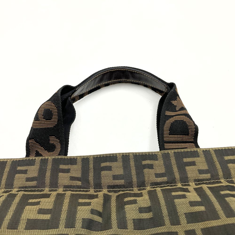 Fendi Zucca Tote Bag Canvas Leather Brown Vintage — view 5