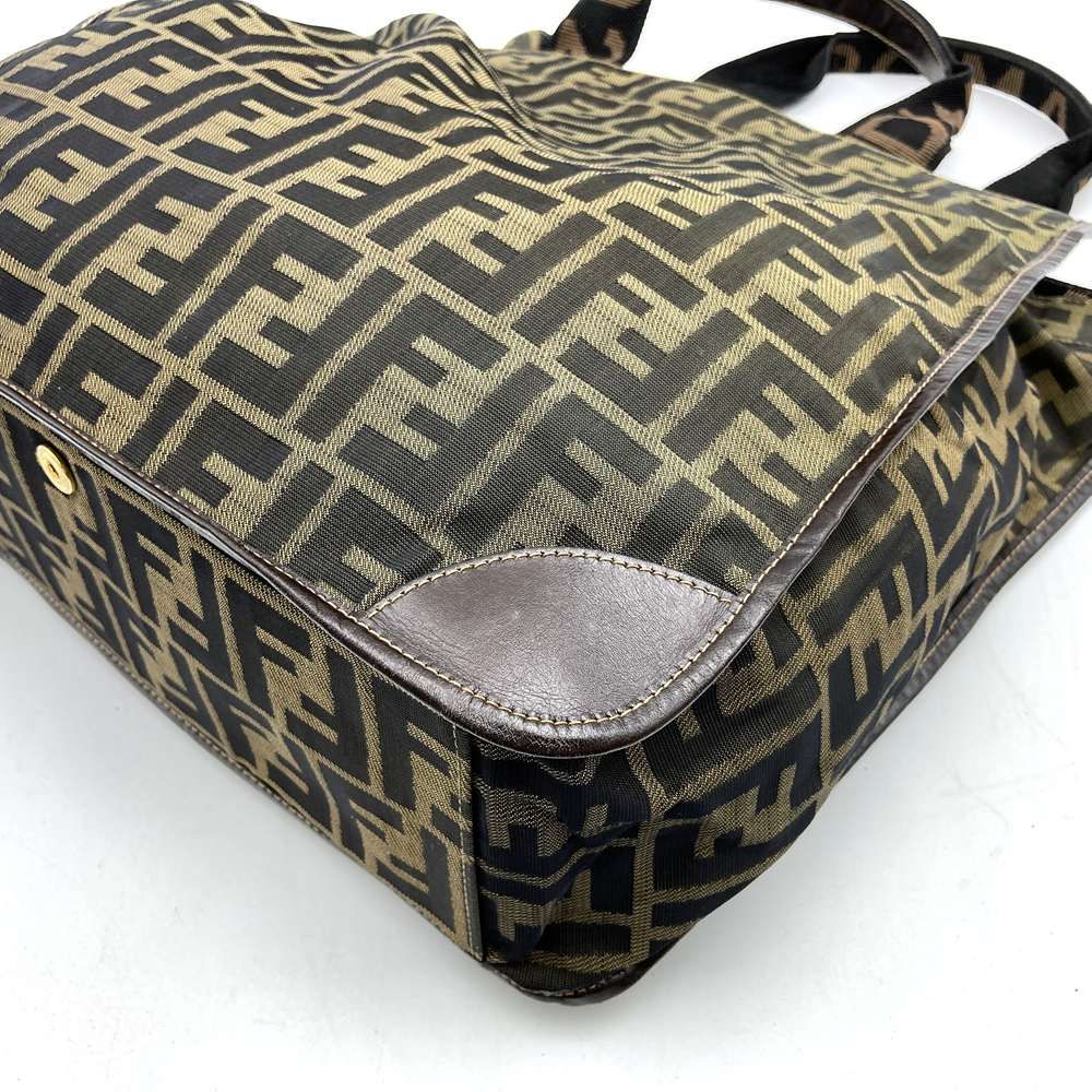 Fendi Zucca Tote Bag Canvas Leather Brown Vintage — view 8