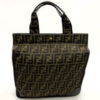 Fendi Zucca Tote Bag Canvas Leather Brown Vintage — view 4