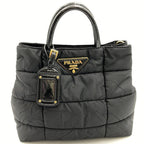 Prada Tote Bag Nylon Enamel Patent Black