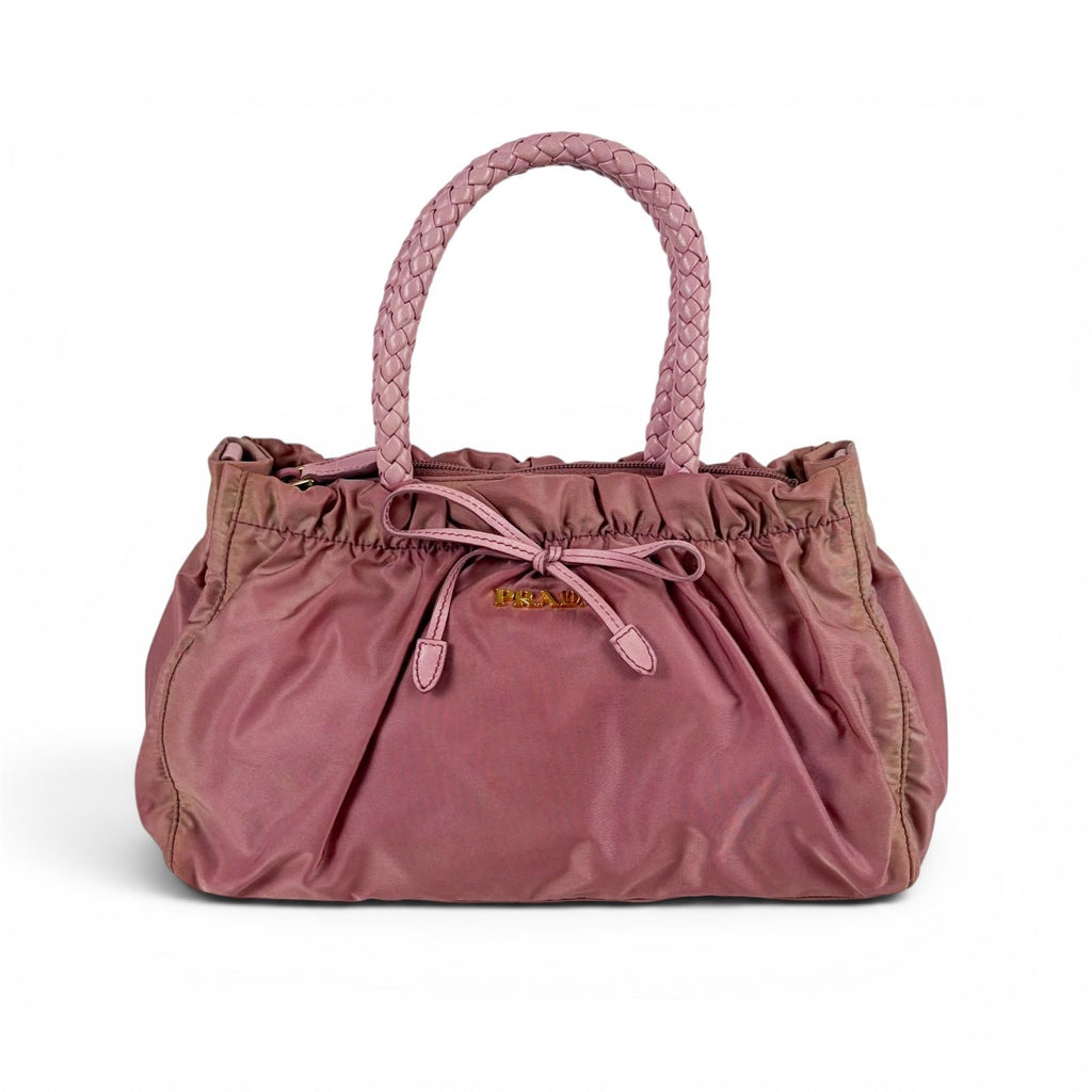 Prada Shoulder Bag Tessuto Bow Nylon Pink Ribbon 2-Way — view 2