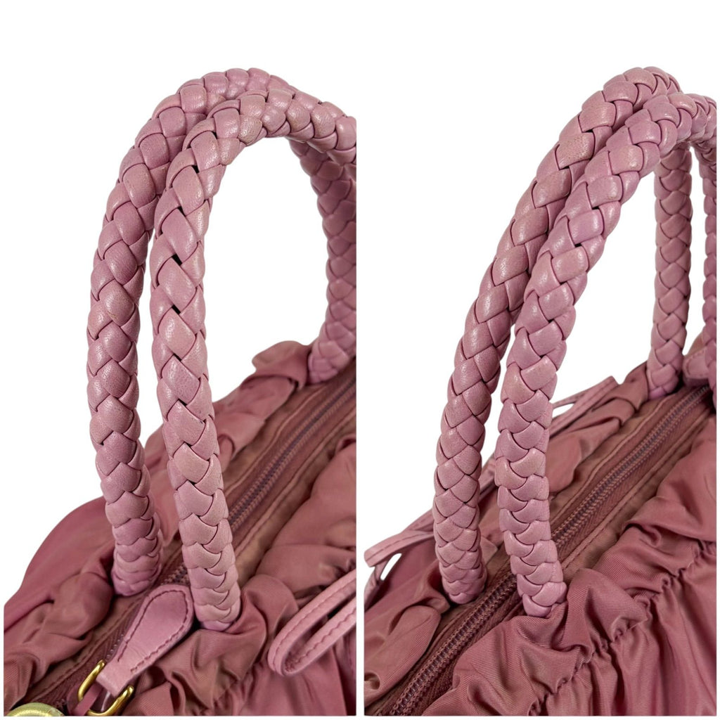 Prada Shoulder Bag Tessuto Bow Nylon Pink Ribbon 2-Way — view 7