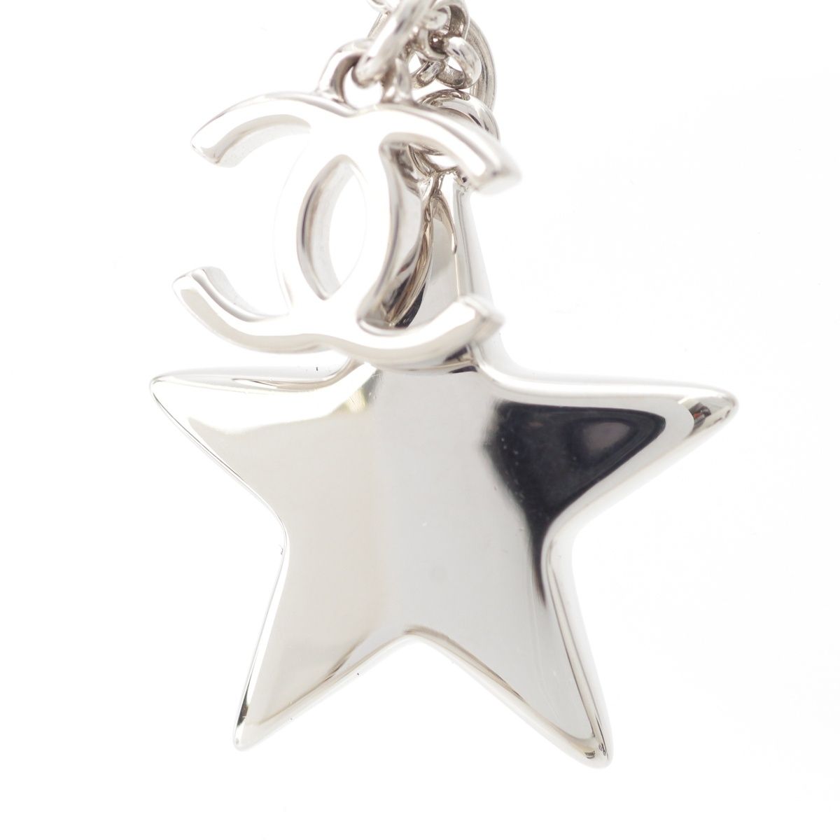 Chanel CC Logo Star Silver Necklace — view 4
