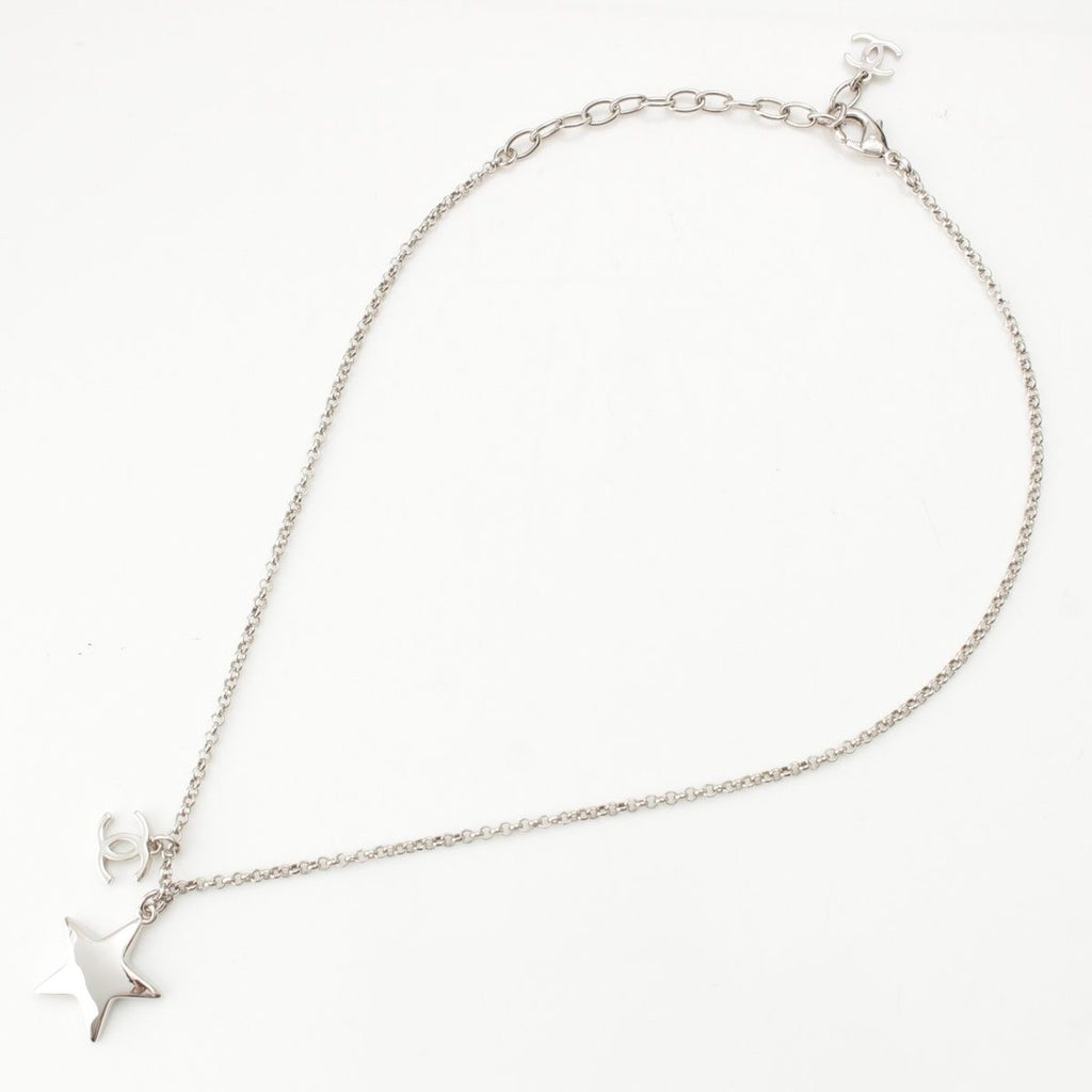 Chanel CC Logo Star Silver Necklace — view 3