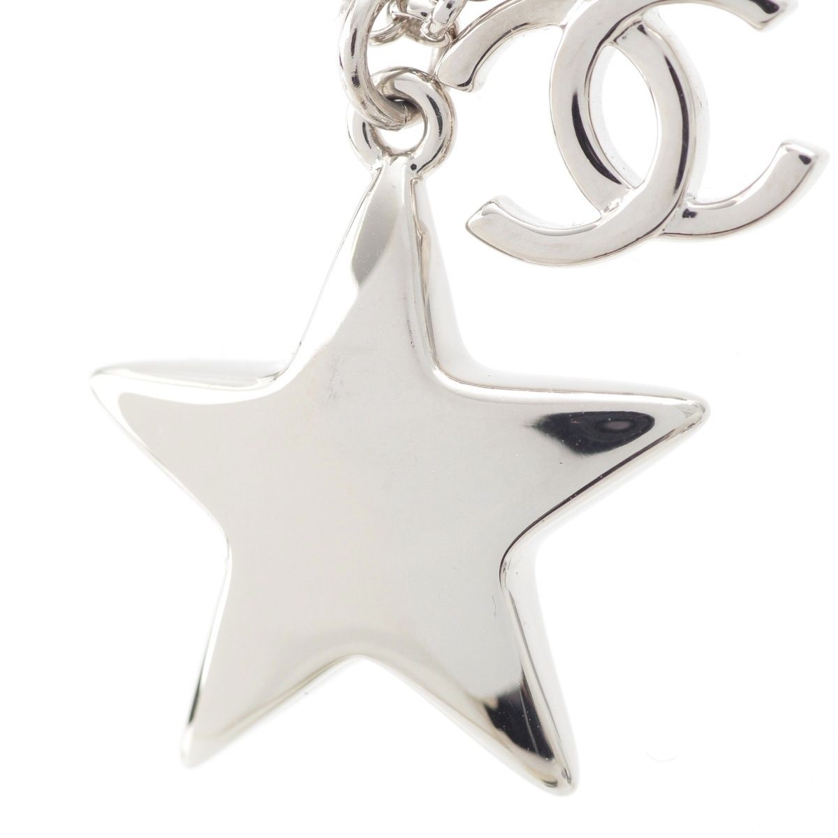 Chanel CC Logo Star Silver Necklace — view 5
