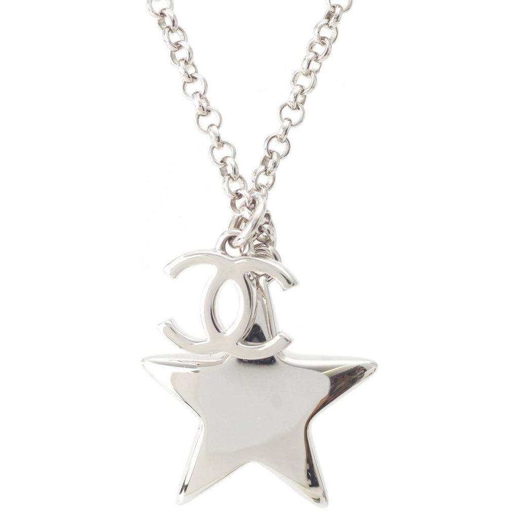 Chanel CC Logo Star Silver Necklace