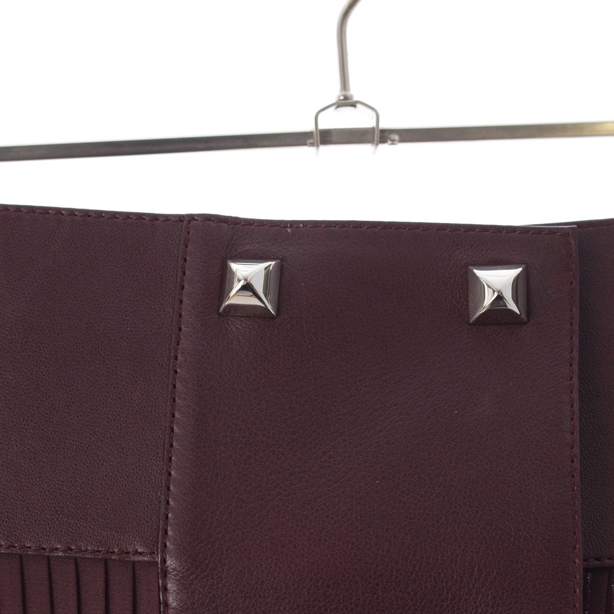 Hermes Medle Lambskin Sheep Leather Pleated Skirt Brown 38 — view 3