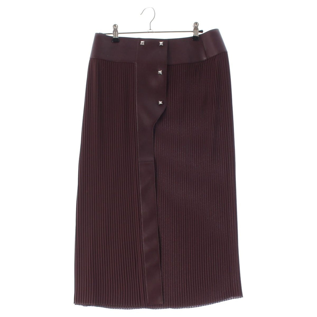 Hermes Medle Lambskin Sheep Leather Pleated Skirt Brown 38