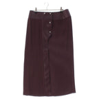 Hermes Medle Lambskin Sheep Leather Pleated Skirt Brown 38