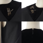 Dior Wool Silk Technical Dragonfly Bead Embroidery a Line Dress Black 38 — view 8