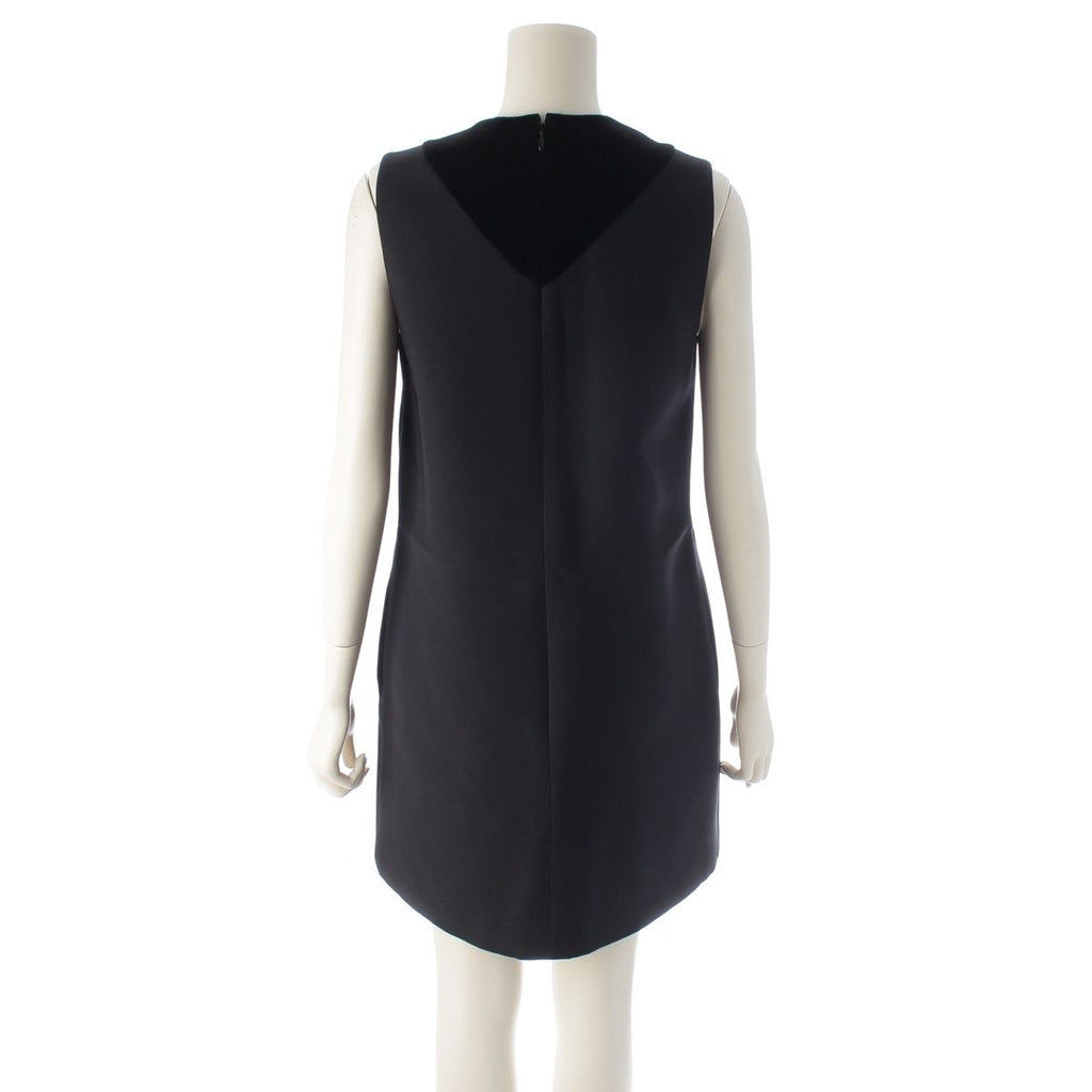 Dior Wool Silk Technical Dragonfly Bead Embroidery a Line Dress Black 38 — view 4