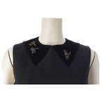 Dior Wool Silk Technical Dragonfly Bead Embroidery a Line Dress Black 38 — view 5