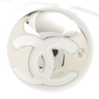 Chanel 25c CC Logo Ball Earrings Silver White — view 3