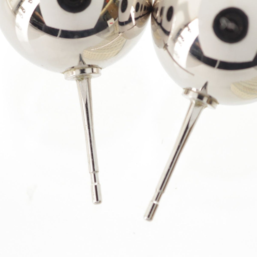 Chanel 25c CC Logo Ball Earrings Silver White — view 5