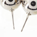 Chanel 25c CC Logo Ball Earrings Silver White — view 5