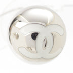 Chanel 25c CC Logo Ball Earrings Silver White — view 4