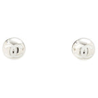Chanel 25c CC Logo Ball Earrings Silver White