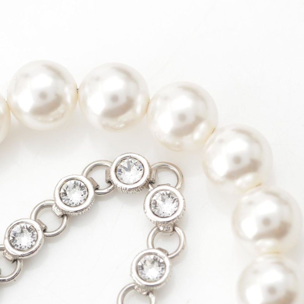 Chanel 24 Pearl Rhinestone Necklace Silver — view 6