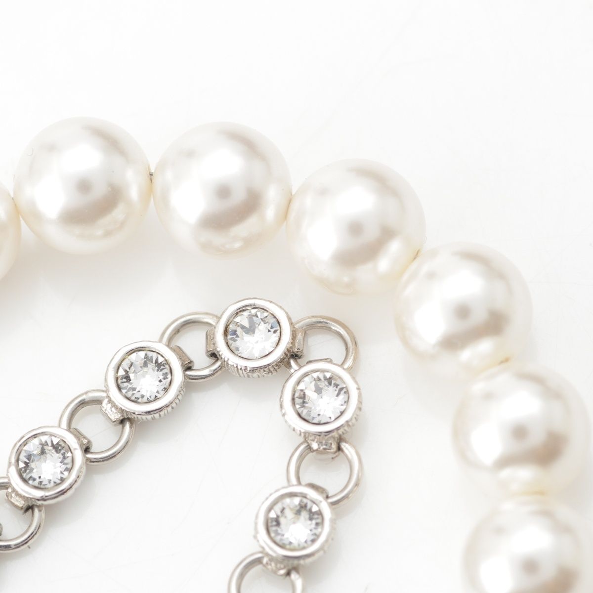 Chanel 24 Pearl Rhinestone Necklace Silver — view 6