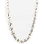 Chanel 24 Pearl Rhinestone Necklace Silver — view 2