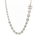 Chanel 24 Pearl Rhinestone Necklace Silver