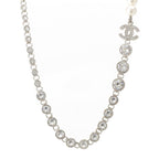Chanel 24 Pearl Rhinestone Necklace Silver