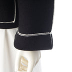 Chanel CC Logo Knit Collarless Jacket Black White 38 — view 6