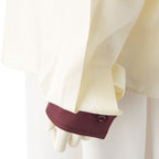Chanel CC Logo Twill Blouse Long Sleeve Shirt Light Yellow Burgundy 42 — view 7