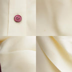 Chanel CC Logo Twill Blouse Long Sleeve Shirt Light Yellow Burgundy 42 — view 8