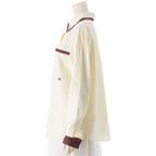 Chanel CC Logo Twill Blouse Long Sleeve Shirt Light Yellow Burgundy 42 — view 3