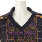 Chanel le CC Logo Rhinestone Tweed Sweatshirt Black Multicolor — view 5