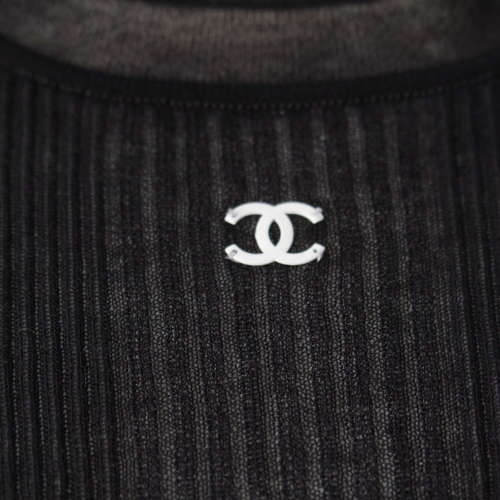 Chanel Coco Beach CC Logo Rib T-Shirt Black 42 — view 8