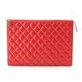 Chanel Lambskin Quilted CC Logo Clutch Bag