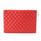 Chanel Lambskin Quilted CC Logo Clutch Bag