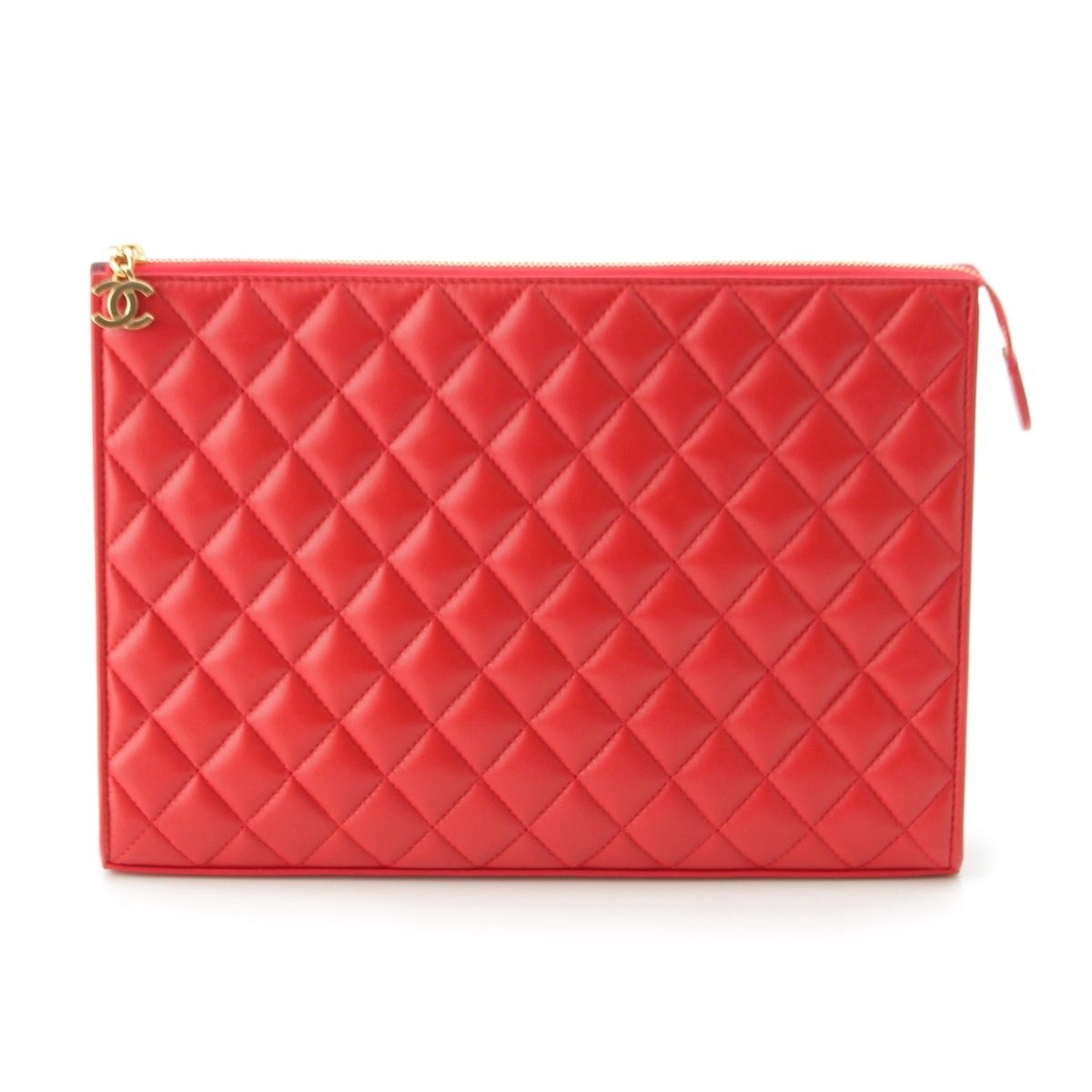 Chanel Lambskin Quilted CC Logo Clutch Bag