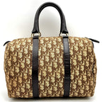 Dior Trotter Boston Bag Canvas Leather Brown Vintage