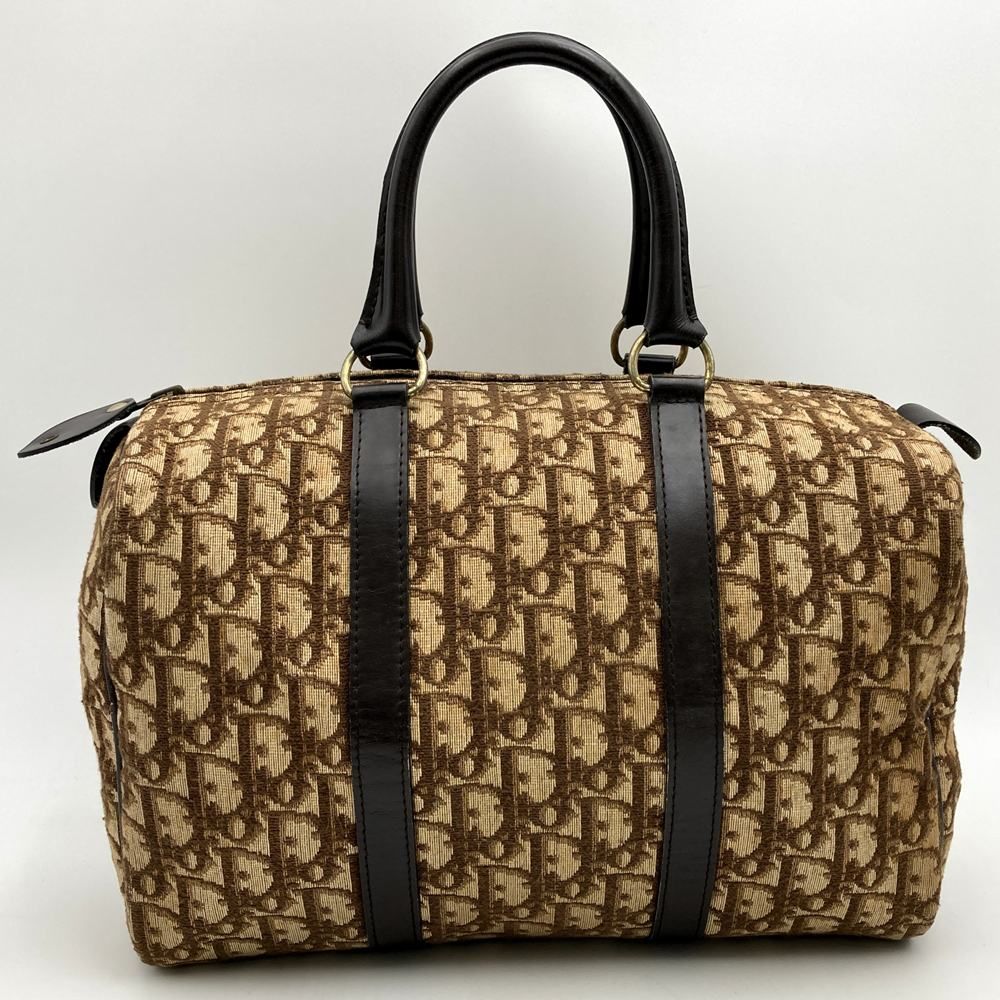 Dior Trotter Boston Bag Canvas Leather Brown Vintage — view 2