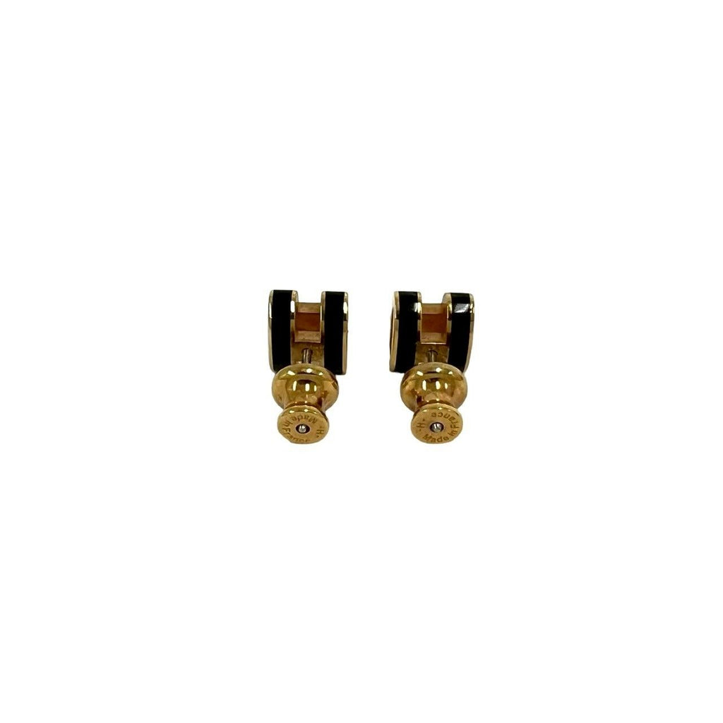 Hermes Pop H Earrings Gold Black — view 6