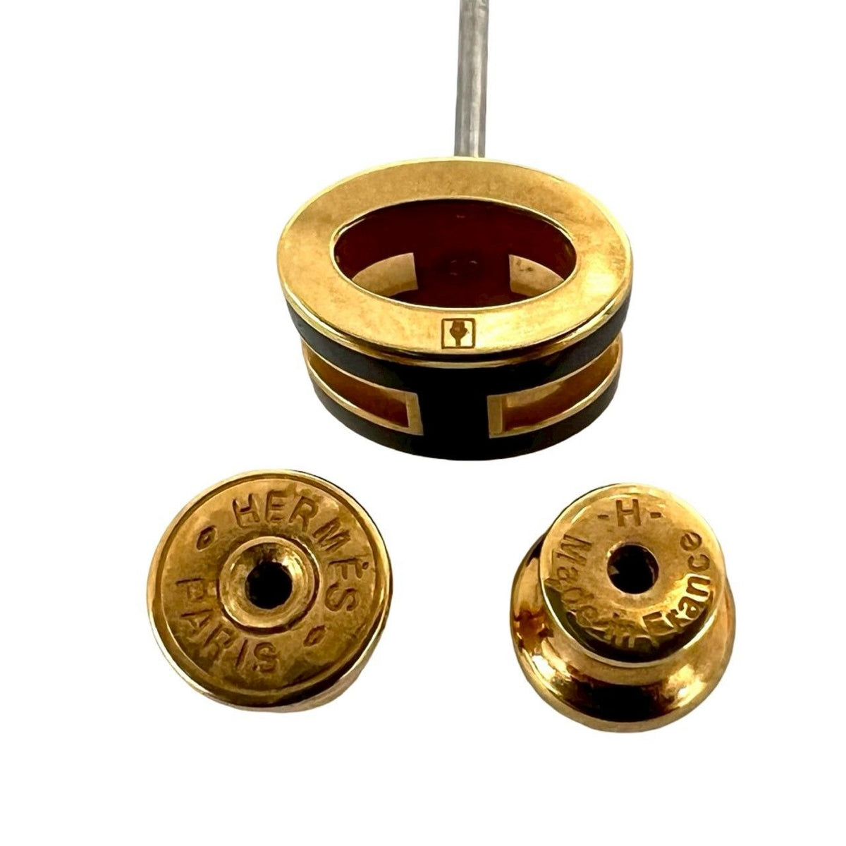 Hermes Pop H Earrings Gold Black — view 3
