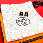 Hermes Pop H Earrings Gold Black