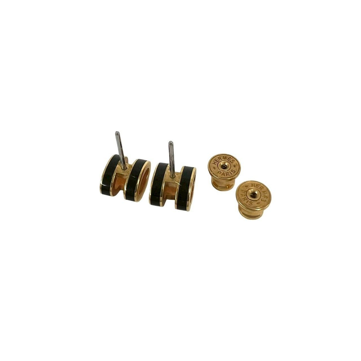 Hermes Pop H Earrings Gold Black — view 7