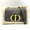 Dior Caro Chain Shoulder Bag Back Shearling Gray