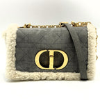 Dior Caro Chain Shoulder Bag Back Shearling Gray