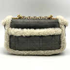 Dior Caro Chain Shoulder Bag Back Shearling Gray — view 4