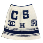 Chanel Cruise Line Mini Skirt CC Logo White Blue Cotton Polyamide Silk — view 2