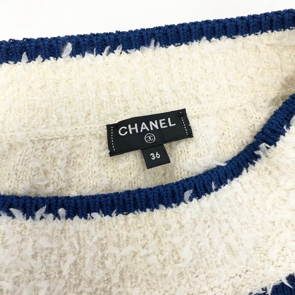 Chanel Cruise Line Mini Skirt CC Logo White Blue Cotton Polyamide Silk — view 7